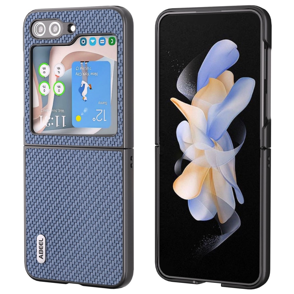 ABEEL plastové pouzdro s umělou kůží na Samsung Galaxy Z Flip6 5G - světlemodré
