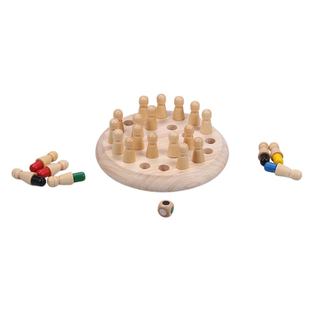 Logická dřevěná hra s barevnými kolíčky pro trénink paměti