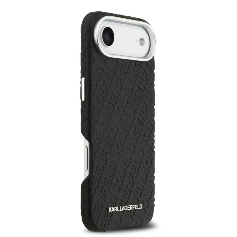 Karl Lagerfeld Grained PU Repeated Logo MagSafe Zadní Kryt pro iPhone Air Black
