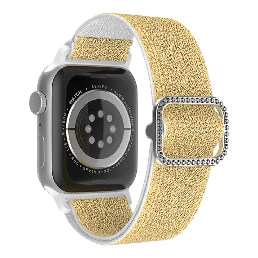 Decor nylonový řemínek na Apple Watch Ultra/Ultra 2 49mm/SE/SE 2022/2023 44mm/9/8/7 45mm/6/5/4 44mm/3/2/1 42 mm - zlatý/bílý