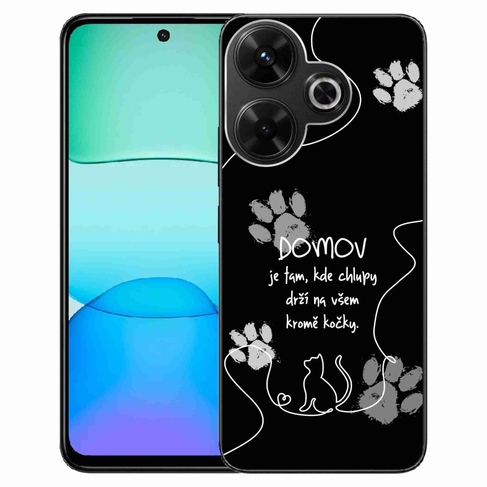 Gelový kryt mmCase na Xiaomi Redmi 13 4G/Poco M6 4G  - kočičí motiv černé pozadí