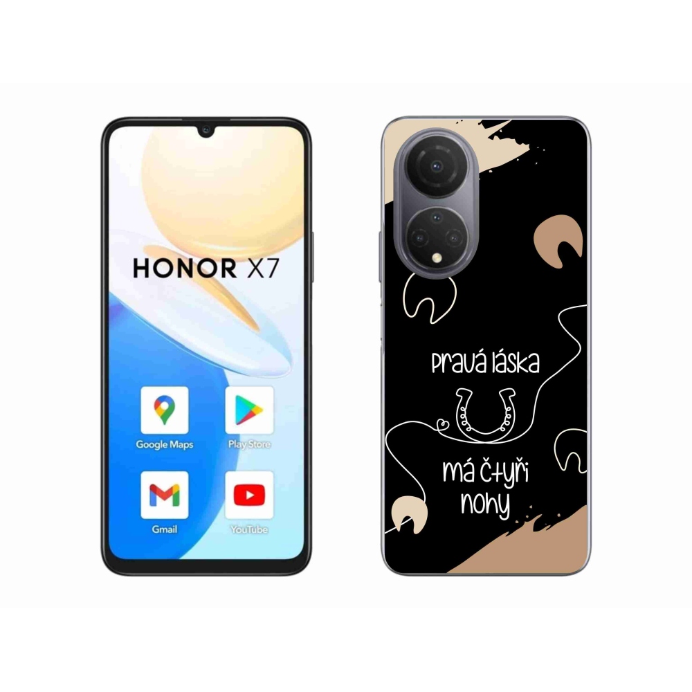 Gelový kryt mmCase na Honor X7 - koňský motiv černé pozadí