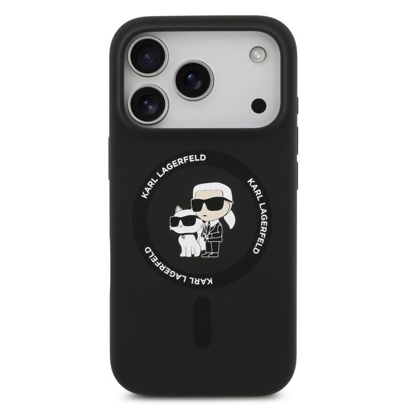 Karl Lagerfeld Liquid Silicone Karl and Choupette MagSafe Zadní Kryt pro iPhone 18 Pro Max Black