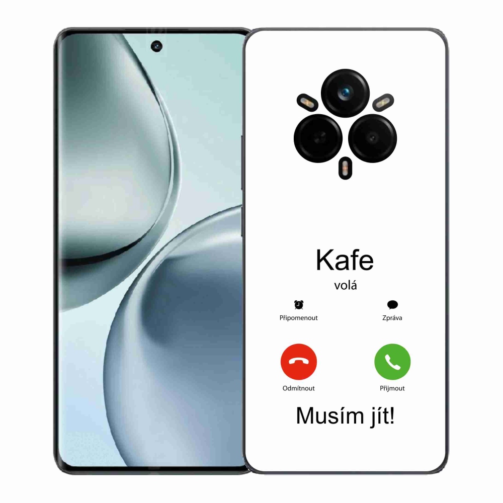 Gelový kryt mmCase na Realme 14 Pro+ 5G - kafe volá bílé pozadí