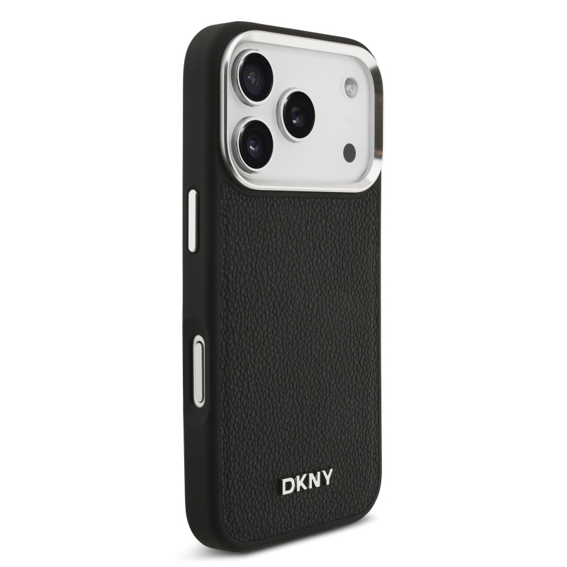 DKNY PU Leather Metal Logo Wrist Chain MagSafe Zadní Kryt pro iPhone 17 Pro Black