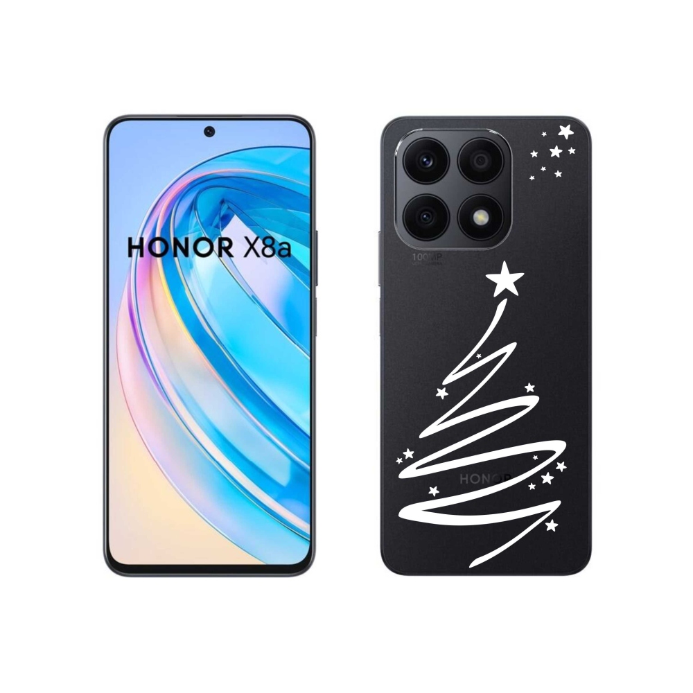 Gelový kryt mmCase na Honor X8a - bílý stromeček na průhledném pozadí