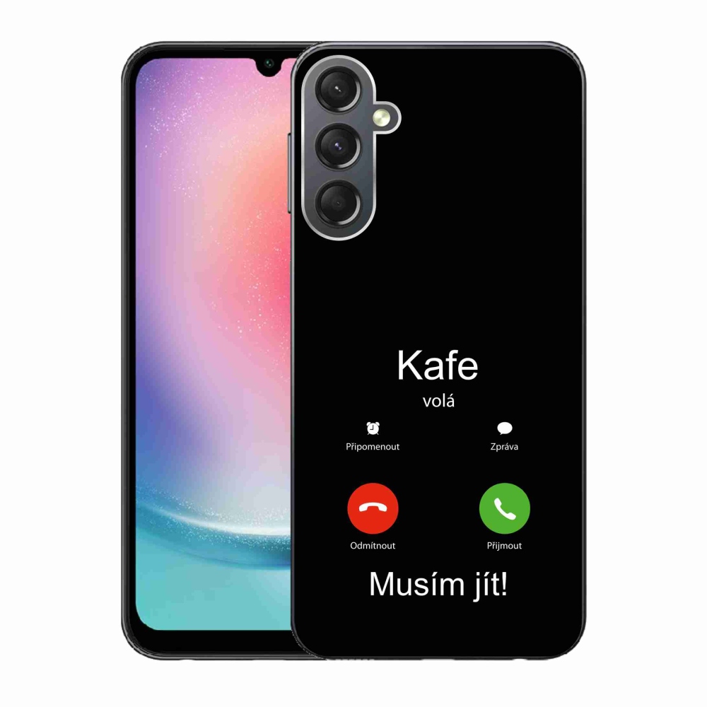 Gelový kryt mmCase na Samsung Galaxy A24 - kafe volá černé pozadí