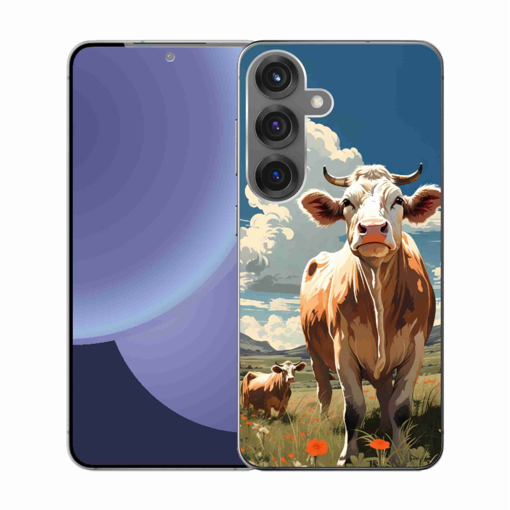 Gelový kryt mmCase na Samsung Galaxy S25 - krávy na louce