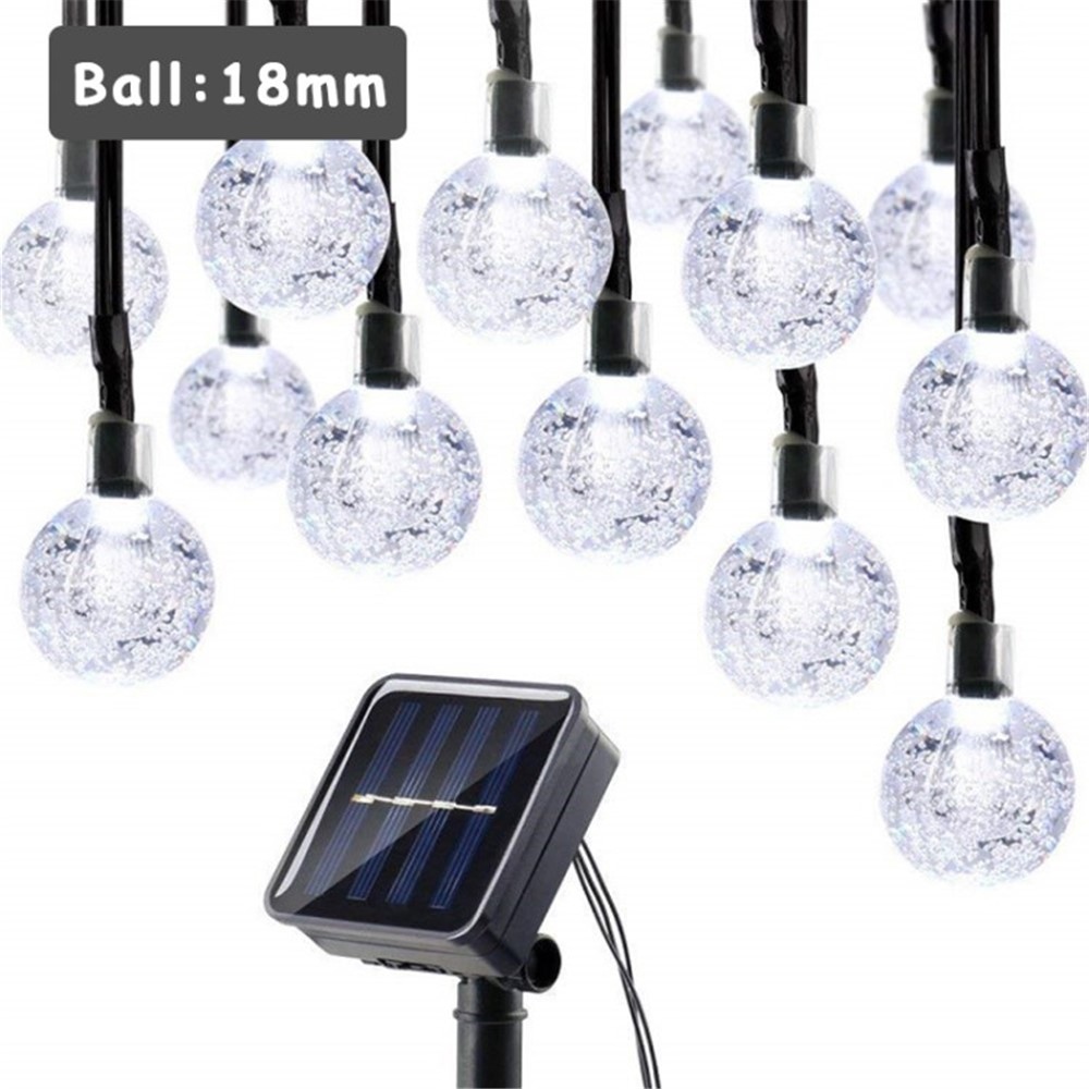 Zahradní solární světelná dekorace s křišťálovým efektem 12 m 100 LED – bílé světlo