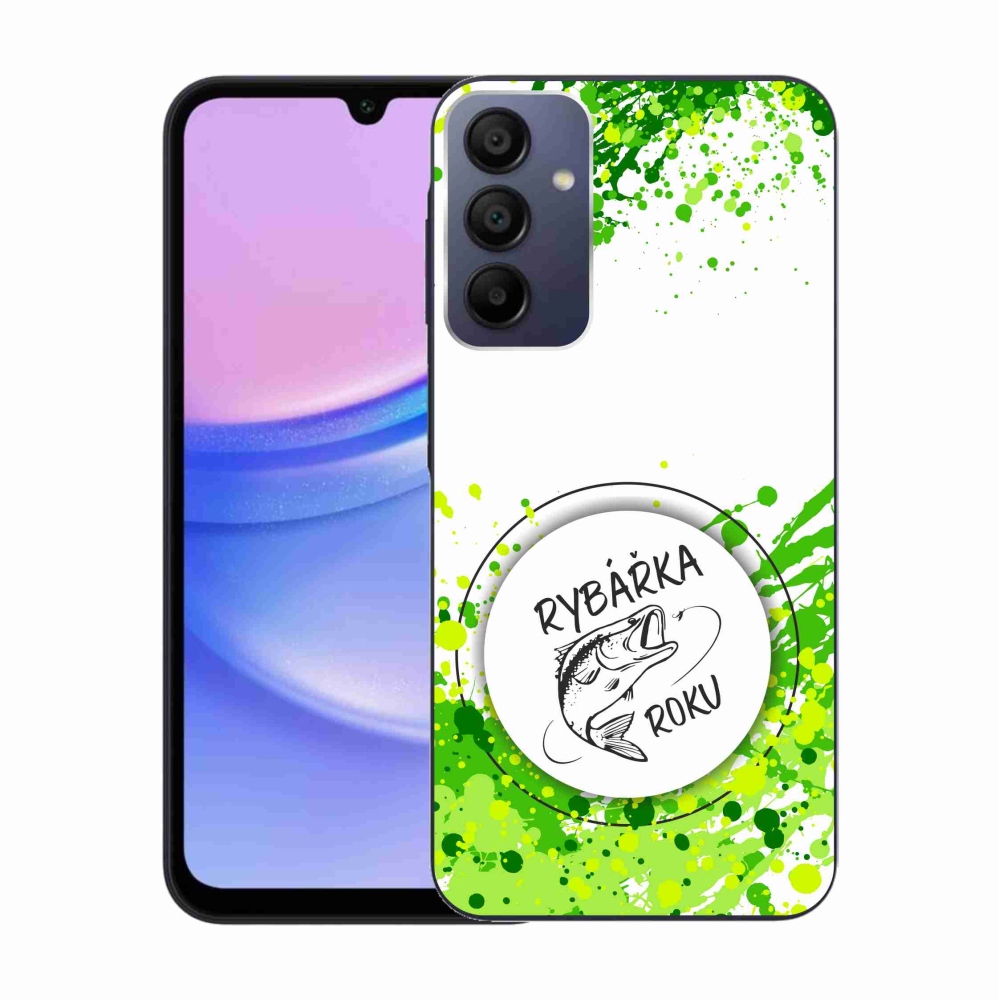 Gelový kryt mmCase na Samsung Galaxy A15 4G/5G - rybářka roku bílé pozadí