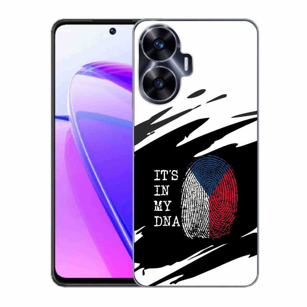Gelový kryt mmCase na Realme C55 - vlajka otisk prstu černobílé pozadí
