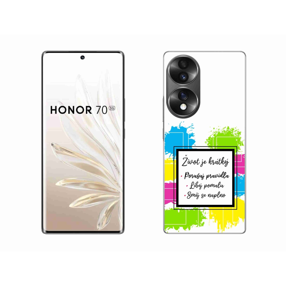 Gelový kryt mmCase na Honor 70 - citát 5 bílé pozadí