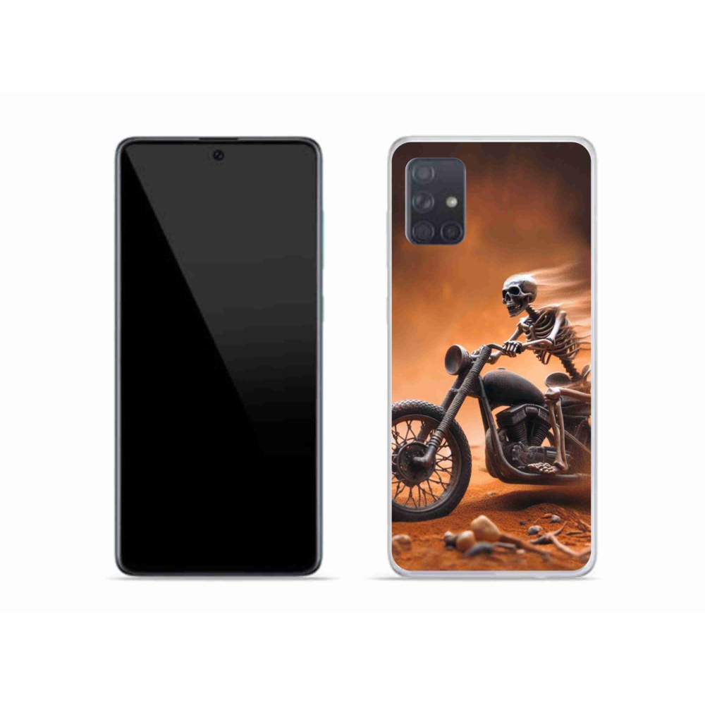 Gelový kryt mmCase na Samsung Galaxy A51 - kostra na motorce