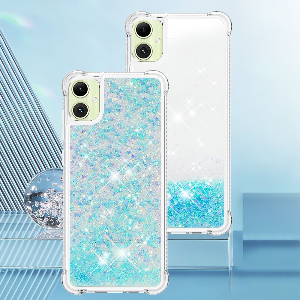Glitter přesýpací gelový obal na Samsung Galaxy A06 4G - modrý/hvězdičky