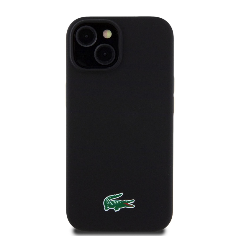 Lacoste Liquid Silicone Microfiber Croc Logo Magsafe Zadní Kryt pro iPhone 15 Black