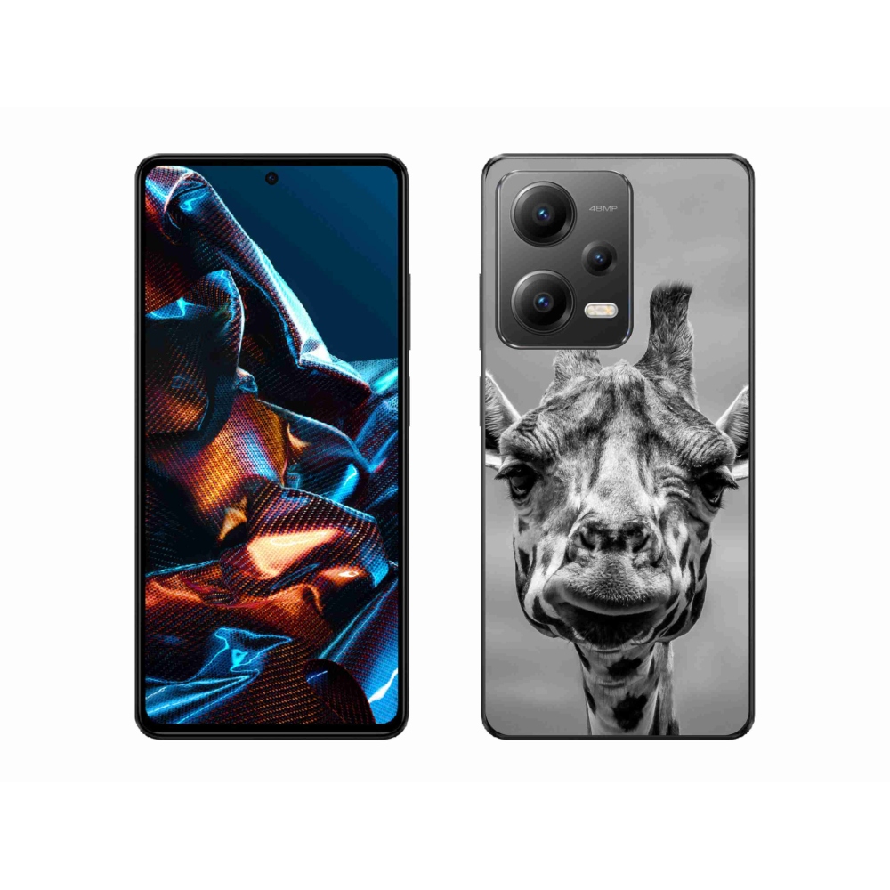 Gelový kryt mmCase na mobil Xiaomi Redmi Note 12 Pro 5G - černobílá žirafa