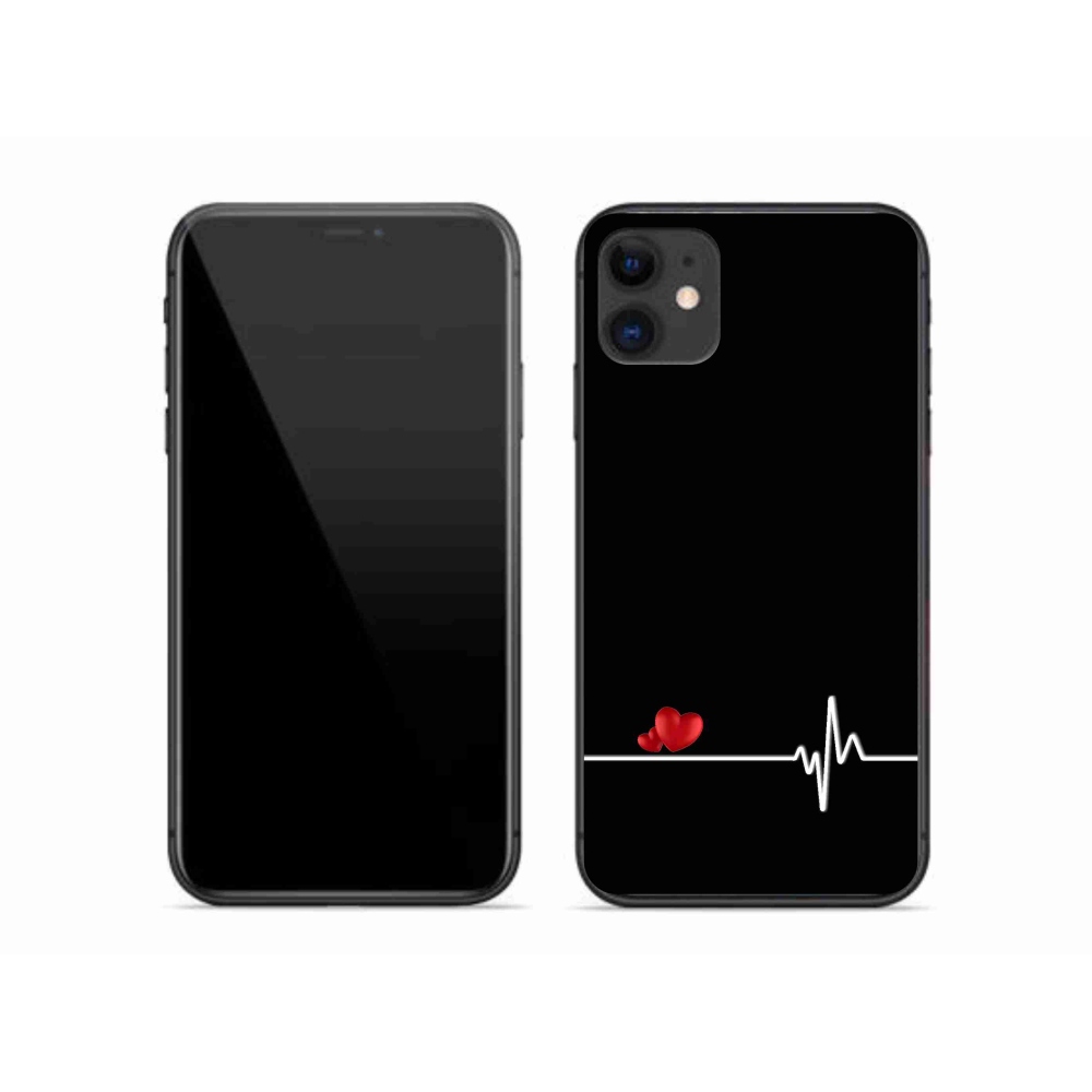 Gelový kryt mmCase na iPhone 11 - srdce a tep černé pozadí