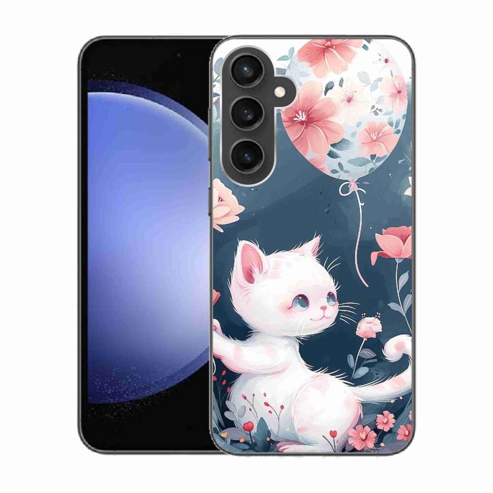 Gelový kryt mmCase na Samsung Galaxy S23 FE - kotě s balónkem