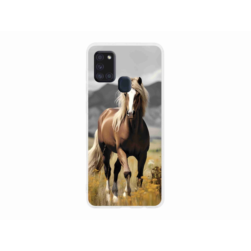 Gelový kryt mmCase na Samsung Galaxy A21s - hnědý kůň 1