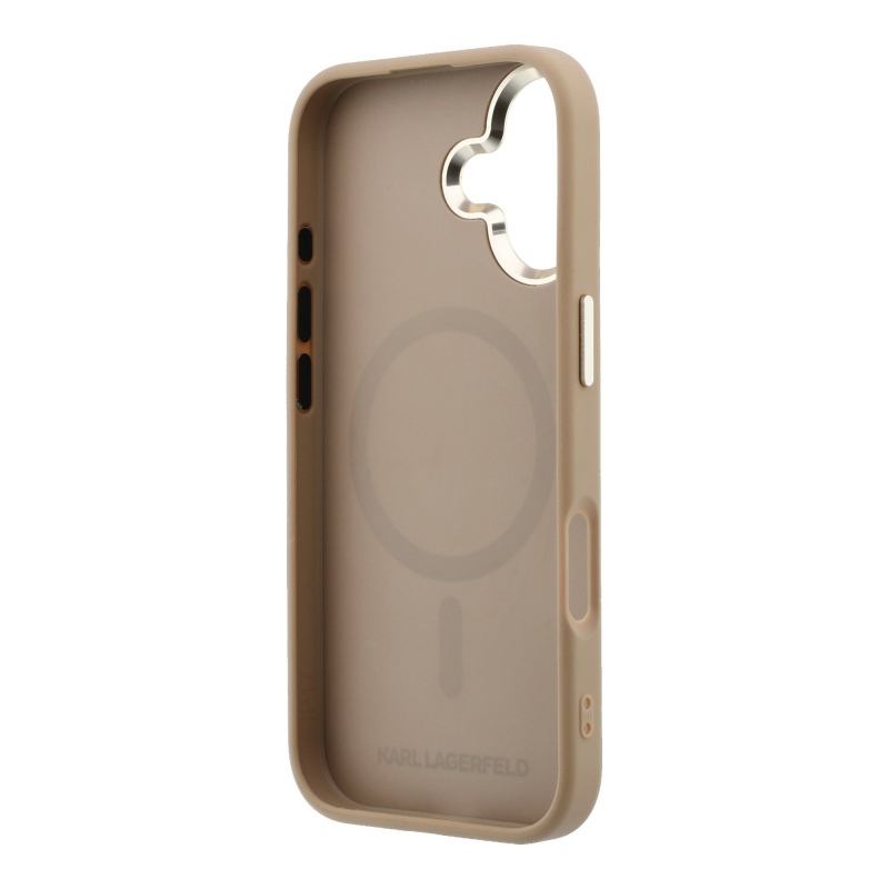 Karl Lagerfeld PU Perforated Monogram MagSafe Zadní Kryt pro iPhone 17 Beige