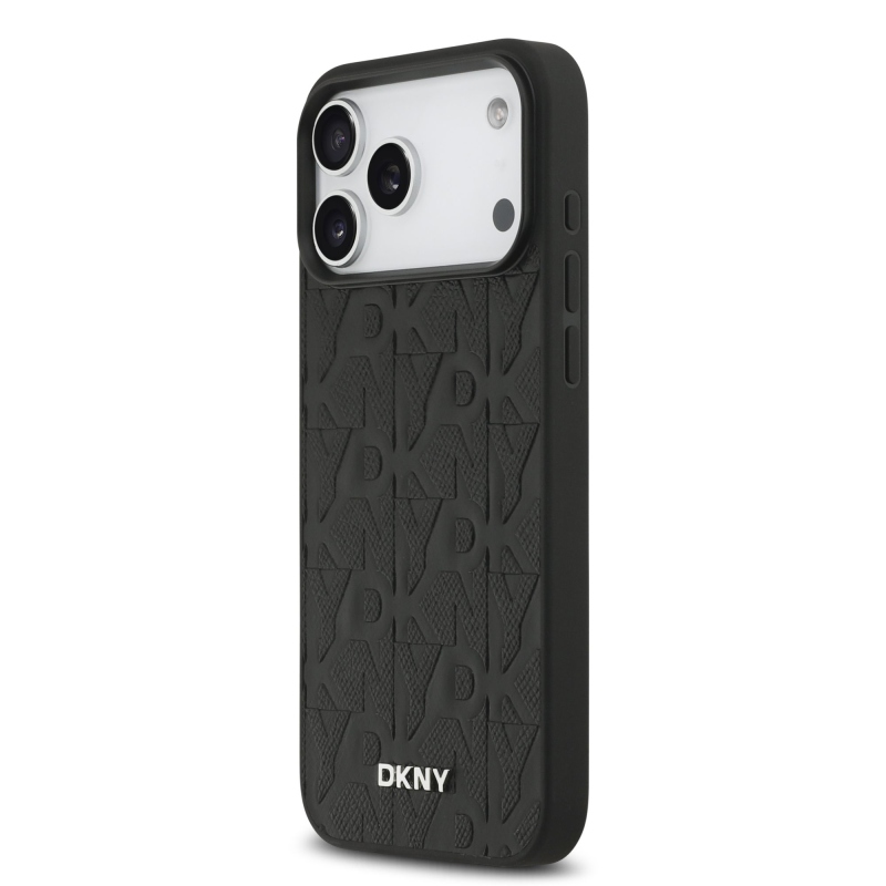 DKNY PU Leather Grid Pattern Magsafe Zadní Kryt pro iPhone 17 Pro Max Black