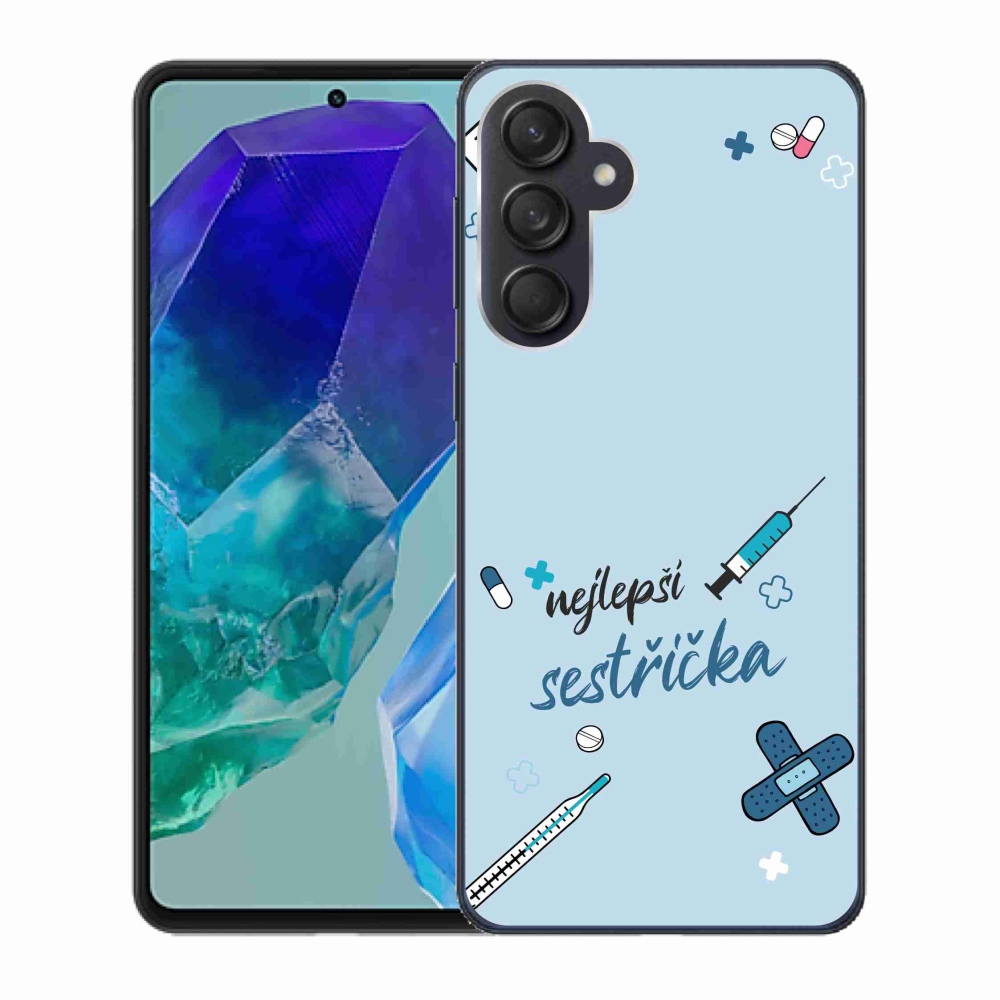 Gelový kryt mmCase na Samsung Galaxy M55 5G - nejlepší sestřička modré pozadí