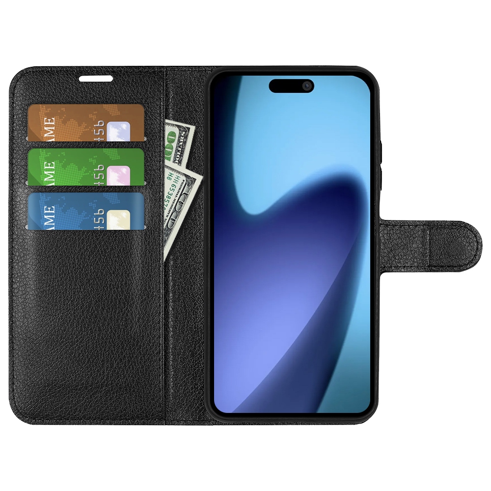 Litchi knížkové pouzdro na iPhone 17 Air - černé