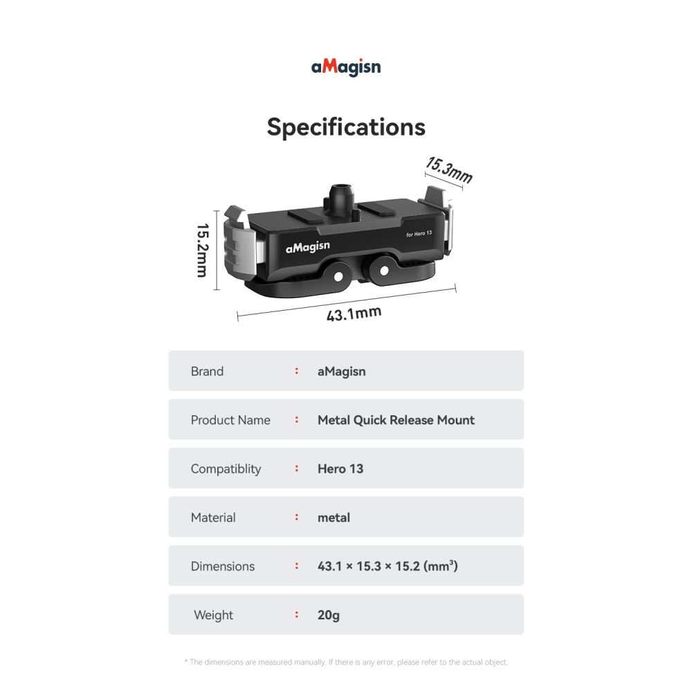 AMAGISN magnetický rychloupínací držák s kovovou základnou pro GoPro Hero13