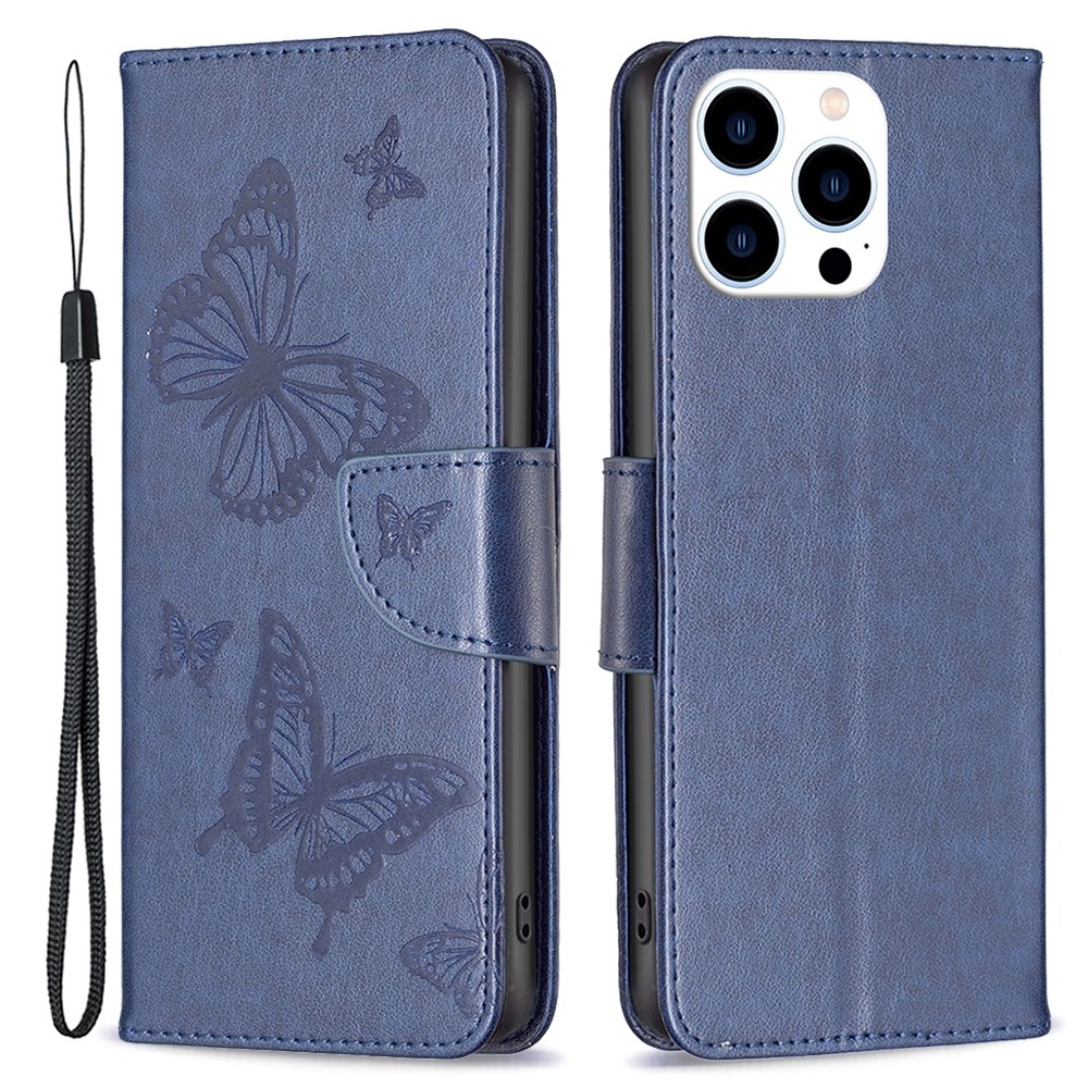 Butterfly knížkové pouzdro na iPhone 16 Pro - tmavěmodré