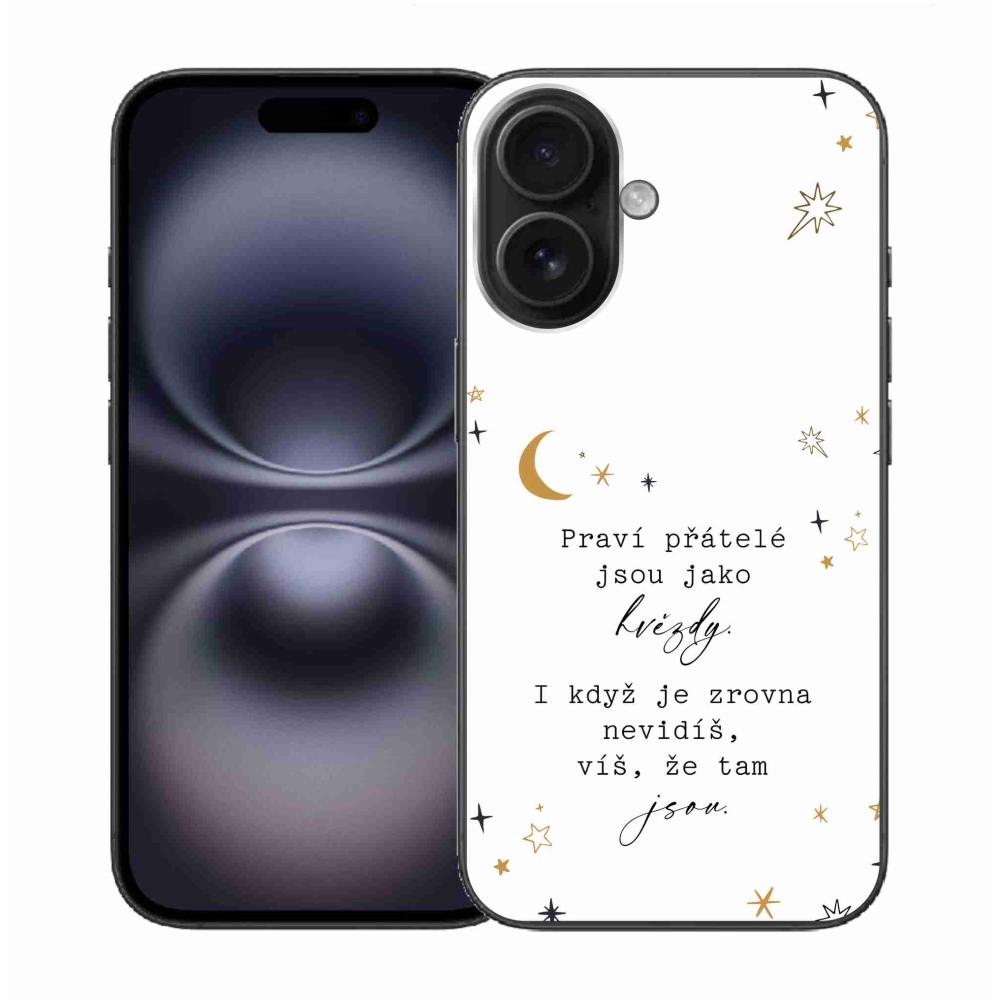 Gelový kryt mmCase na iPhone 16 - citát 6 bílé pozadí