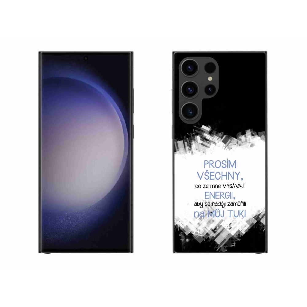 Gelový kryt mmCase na Samsung Galaxy S23 Ultra 5G - vtipný text 1 modrý