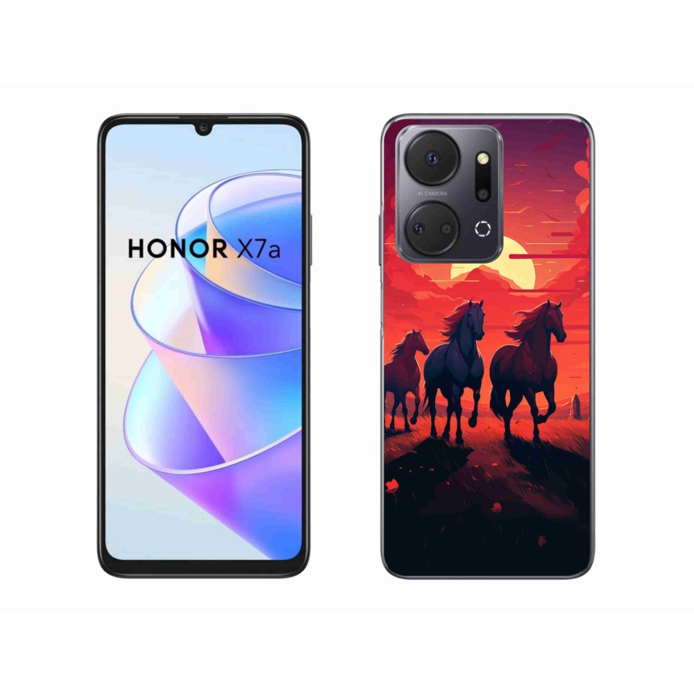 Gelový kryt mmCase na Honor X7a - koně a západ slunce