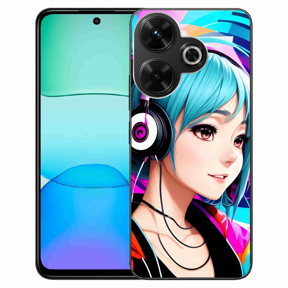Gelový kryt mmCase na Xiaomi Redmi 13 4G/Poco M6 4G - dívka se sluchátky
