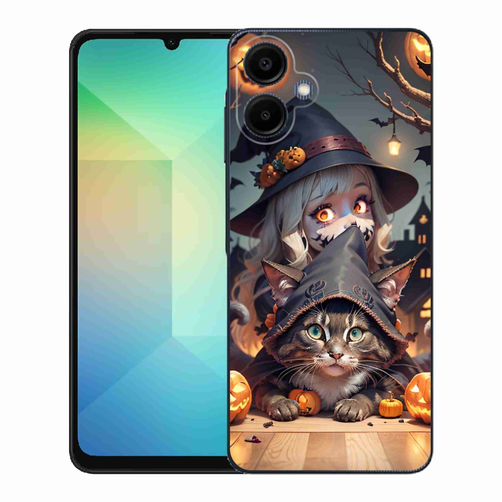 Gelový kryt mmCase na Samsung Galaxy A06 4G - čarodějnice s kočkou