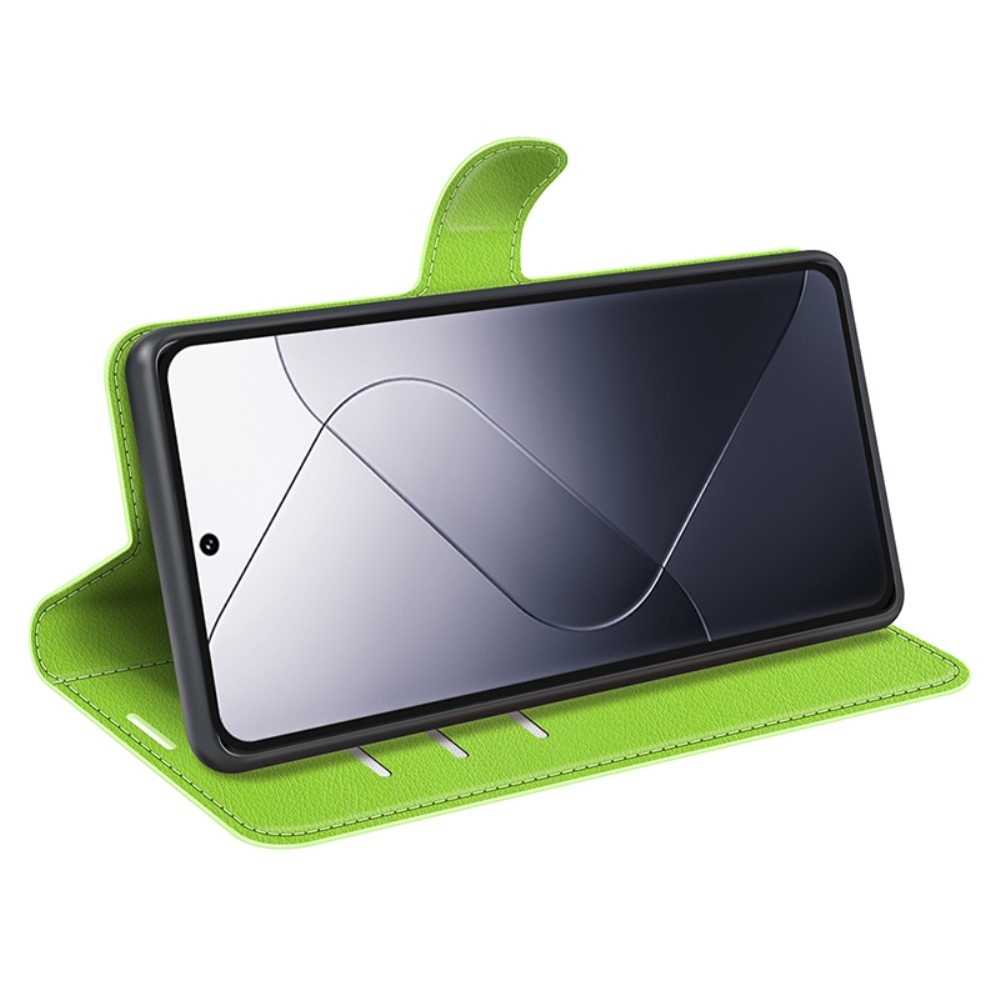 Litchi knížkové pouzdro na Xiaomi 14 Pro - zelené
