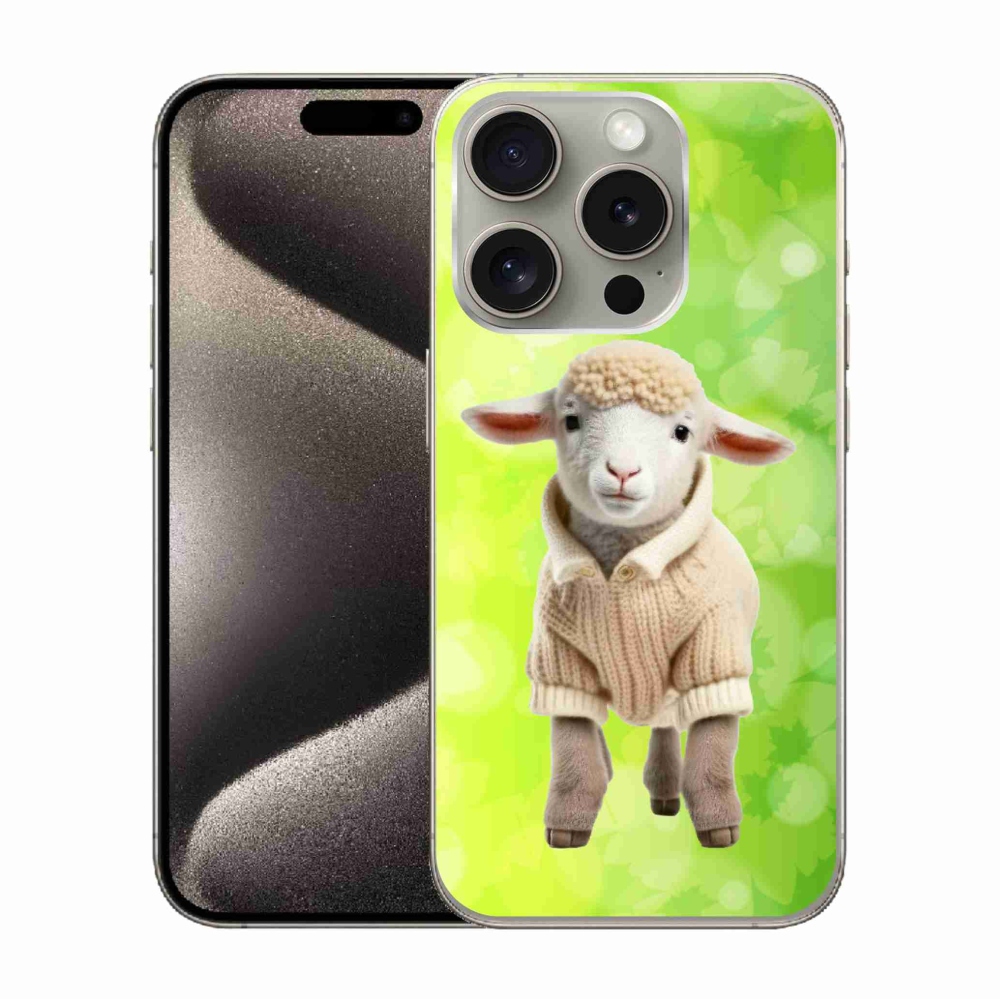 Gelový kryt mmCase na iPhone 15 Pro - jehně ve svetru