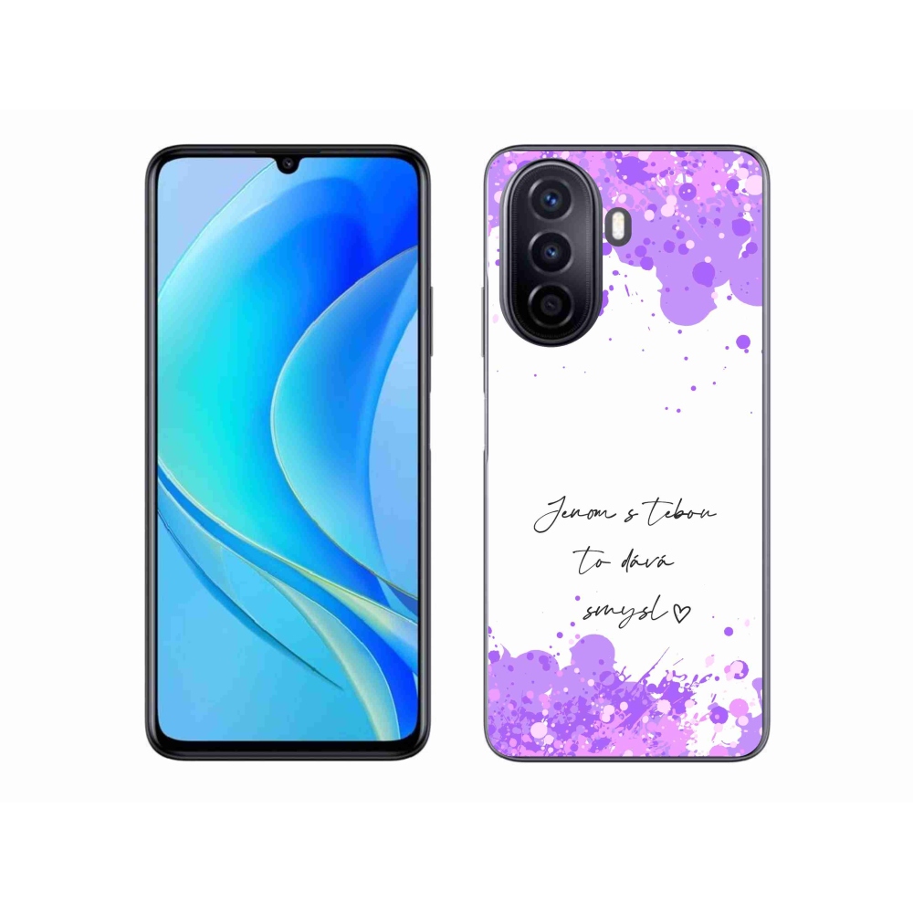 Gelový kryt mmCase na Huawei Nova Y70 - zamilovaný text bílé pozadí