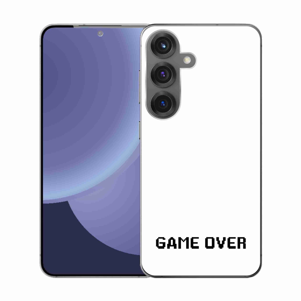 Gelový kryt mmCase na Samsung Galaxy S25 - game over bílé pozadí