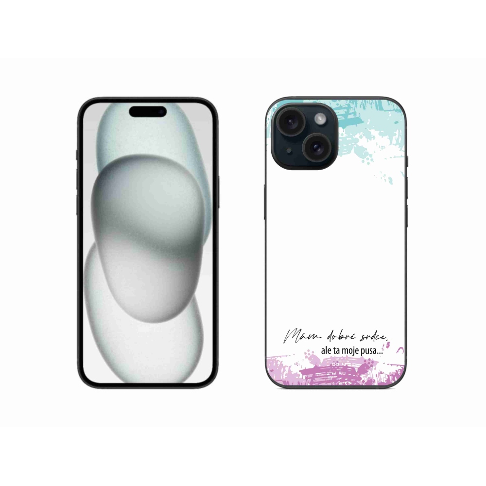 Gelový kryt mmCase na iPhone 15 - vtipný text 3 bílé pozadí
