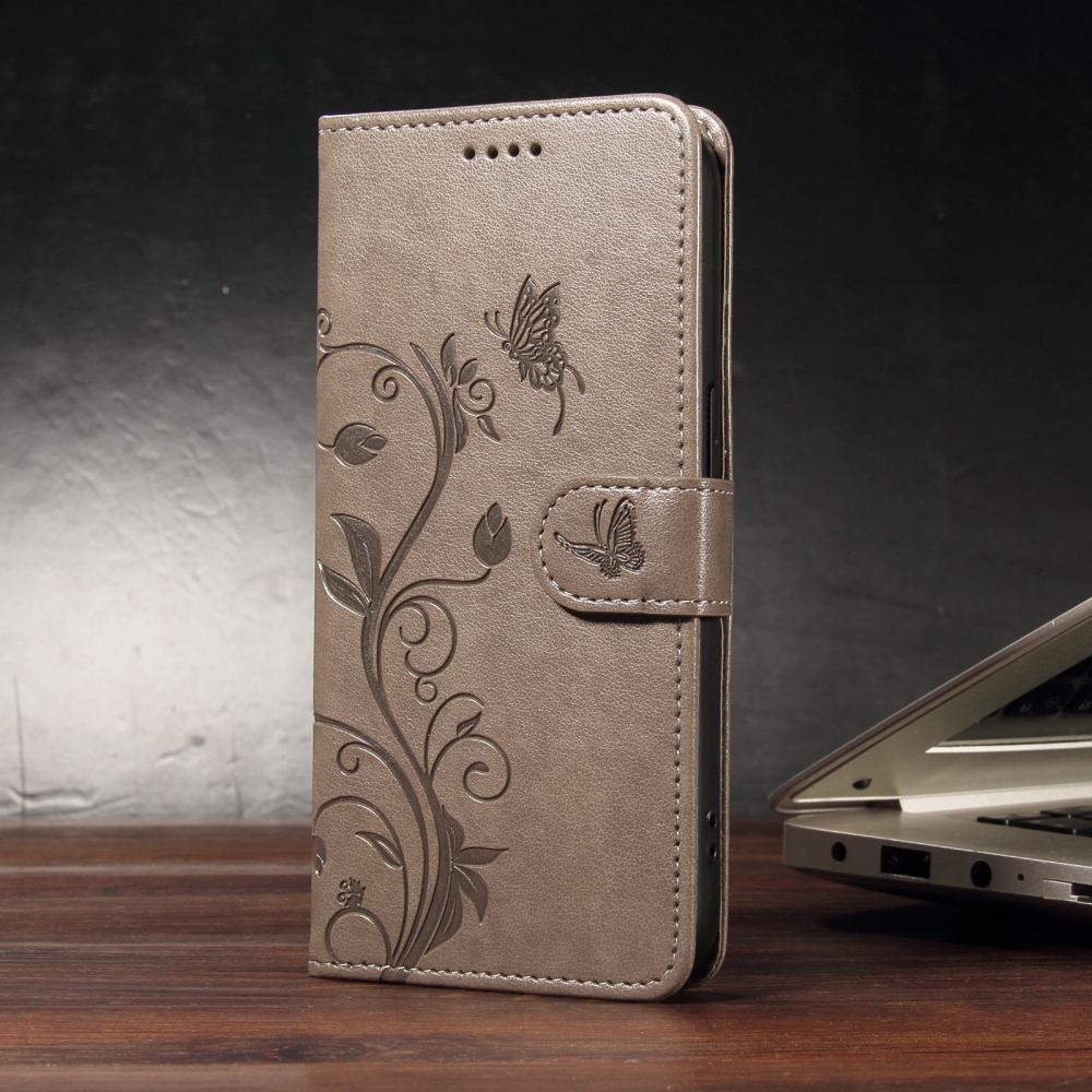 Flowers knížkové pouzdro na Xiaomi Poco F7 5G - šedé