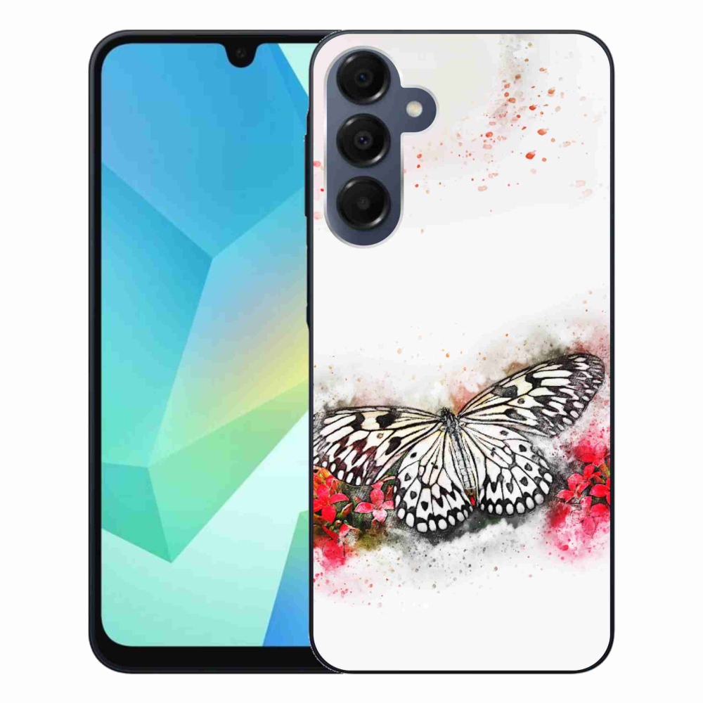 Gelový kryt mmCase na Samsung Galaxy A16 4G/5G - černobílý motýl