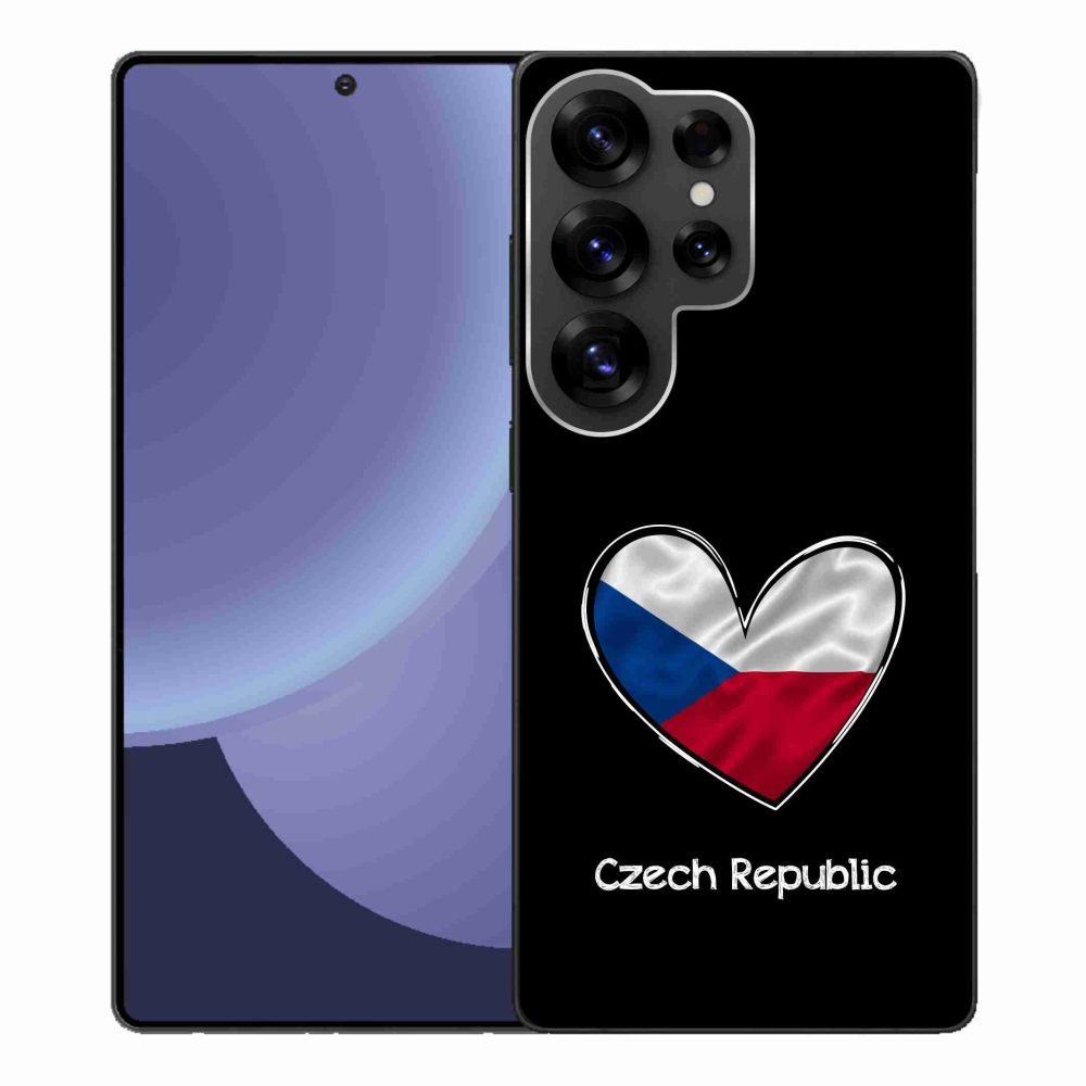 Gelový kryt mmCase na Samsung Galaxy S25 Ultra - vlajka srdce černé pozadí