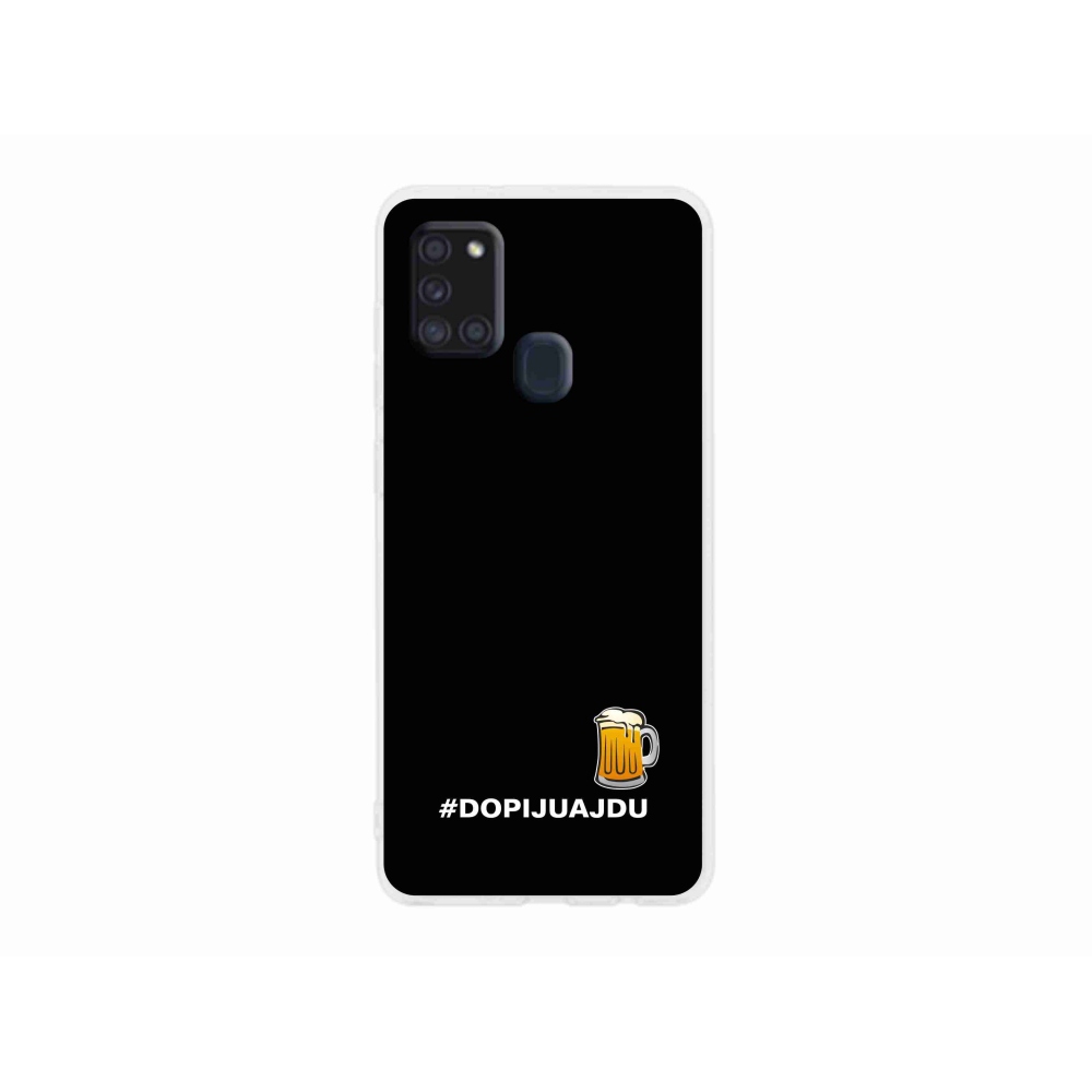 Gelový kryt mmCase na Samsung Galaxy A21s - pivní motiv 1 černé pozadí