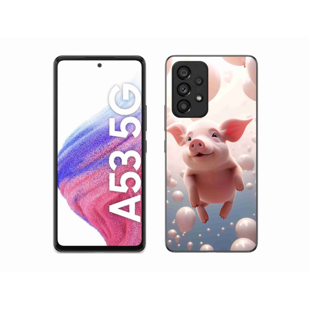 Gelový kryt mmCase na Samsung Galaxy A53 5G - prasátko s balónky