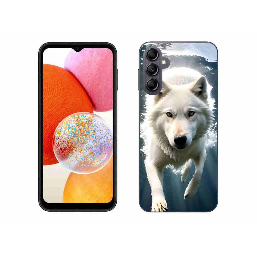 Gelový kryt mmCase na Samsung Galaxy A14 4G/5G - bílý vlk