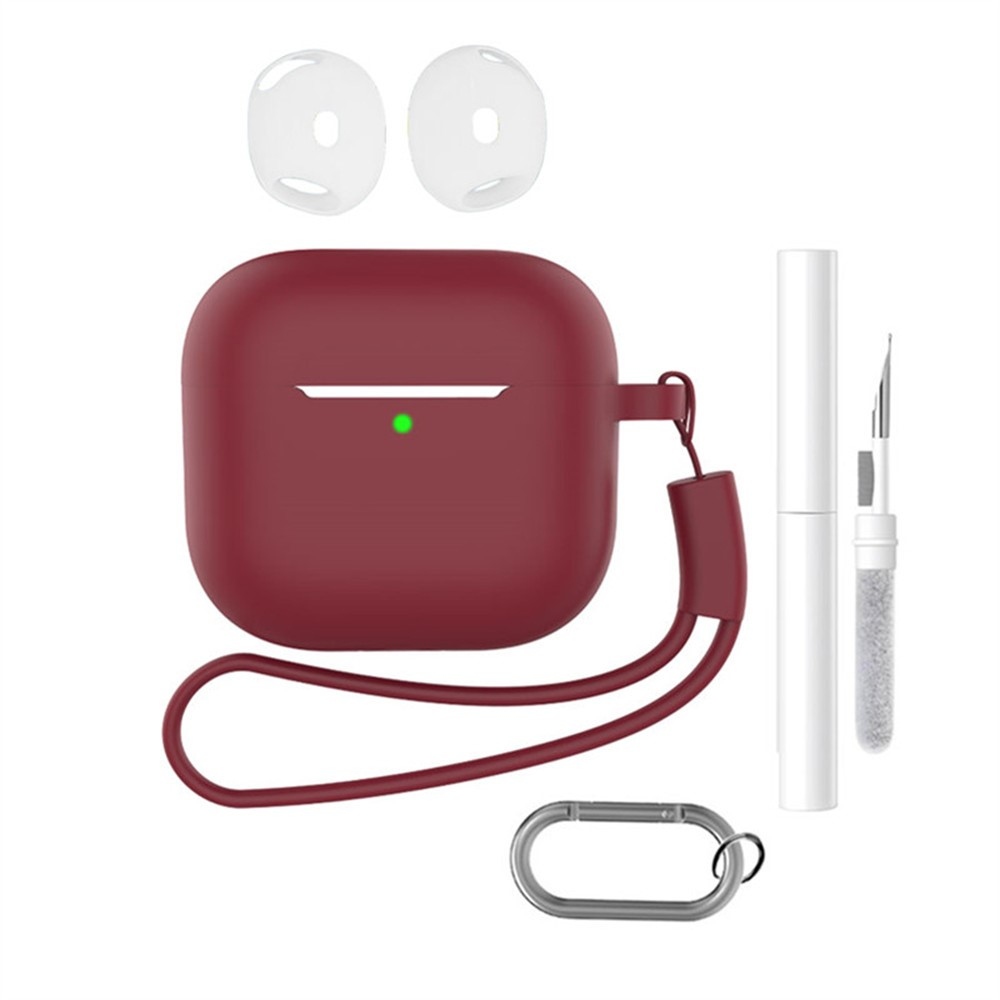 Set silikonový obal na Apple AirPods 4 s čistící sadou - vínový