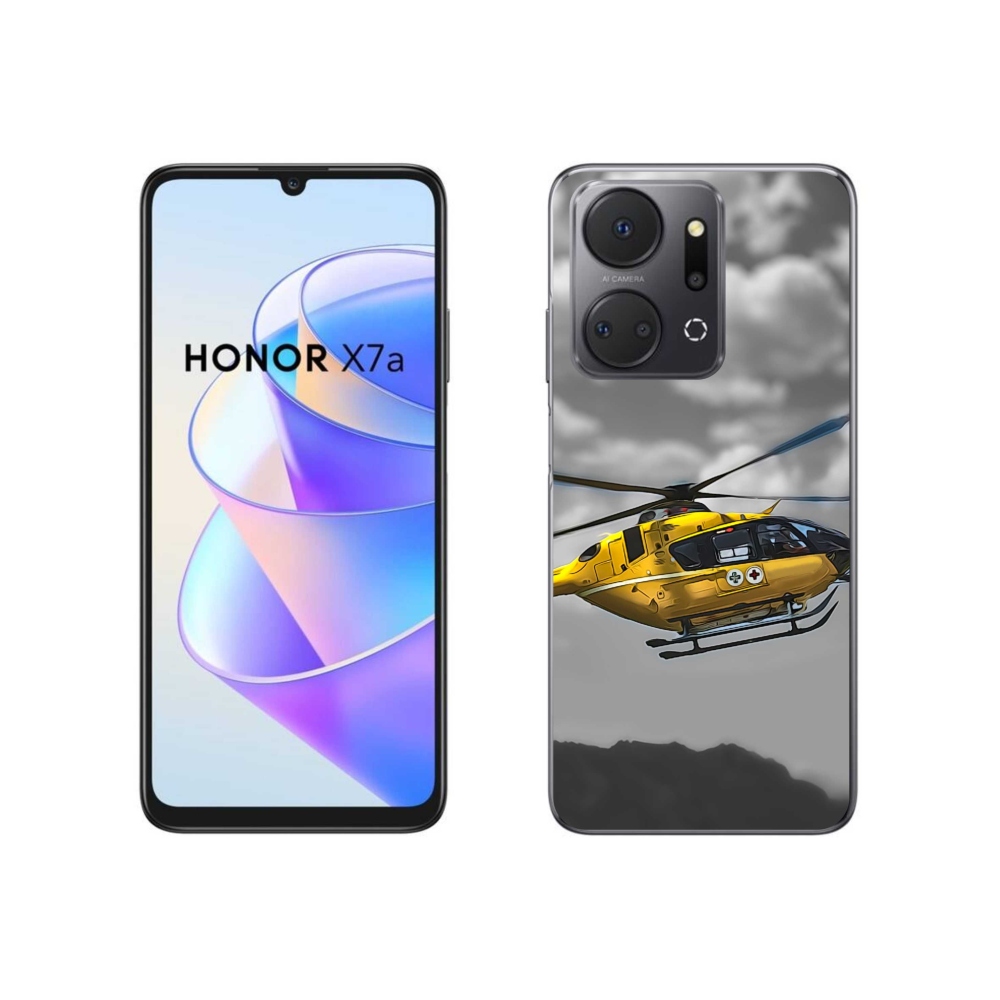 Gelový kryt mmCase na Honor X7a - žlutá helikoptéra