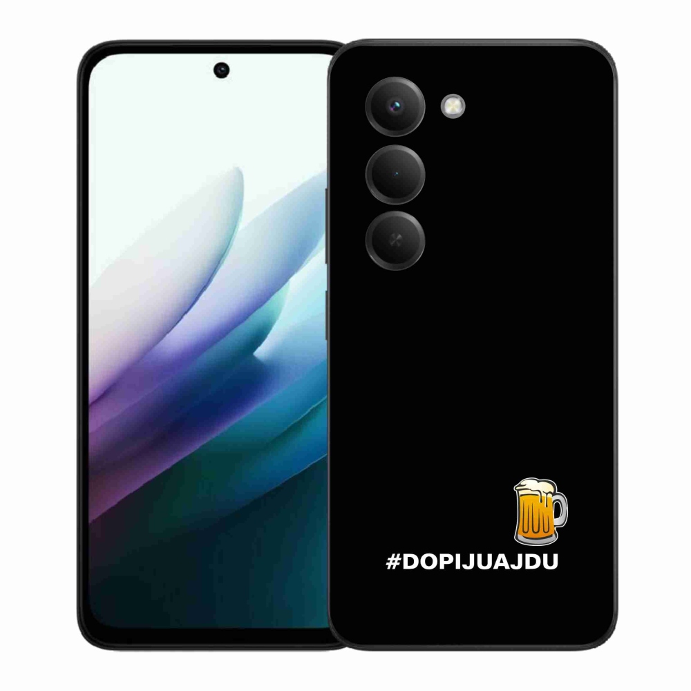 Gelový kryt mmCase na Xiaomi Redmi 15 4G/5G (171mm) - pivní motiv 1 černé pozadí