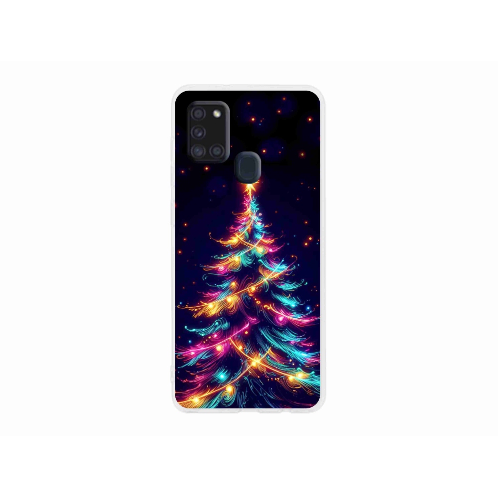 Gelový kryt mmCase na Samsung Galaxy A21s - neonový vánoční stromek