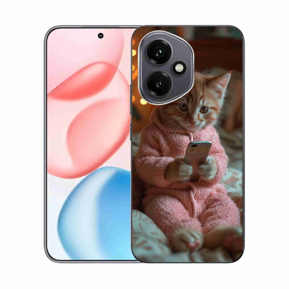 Gelový kryt mmCase na Honor 400 - kotě s mobilem